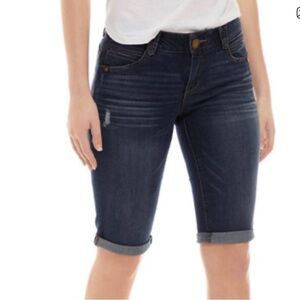 Democracy Dark Wash Distressed Denim Bermuda Shorts 8